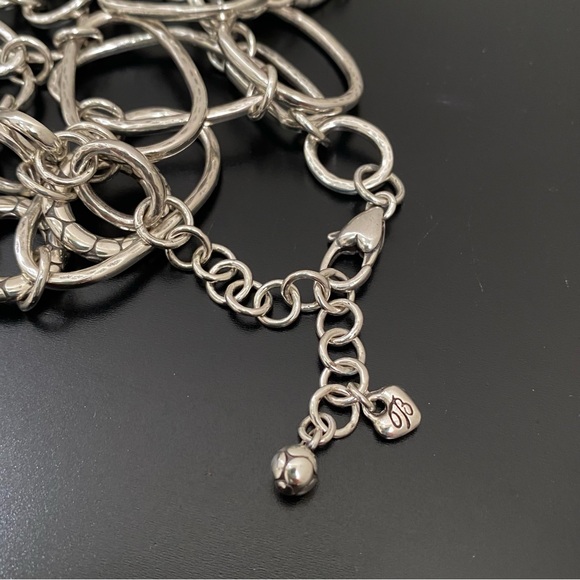 Retired BRIGHTON Silver-plated Pebbled Hammered Geometric Links 35” Necklace 91g - Picture 10 of 12